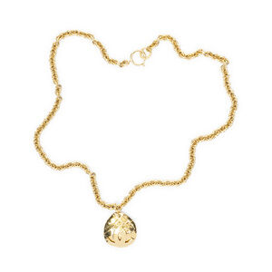 Chanel CC Quilted Oval Pendant Necklace